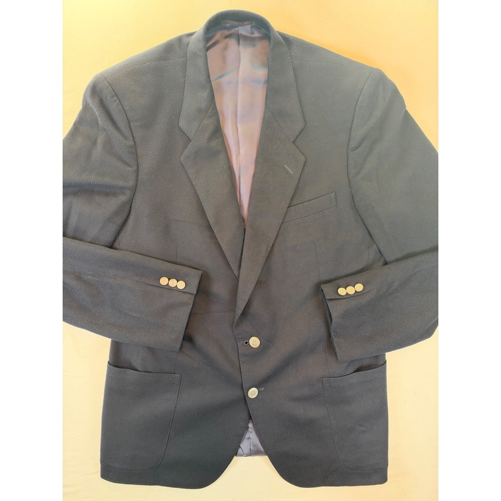 Vintage Grodins Navy Blue Blazer Tailored in Japan Wool Blend Sport Coat 42L Men